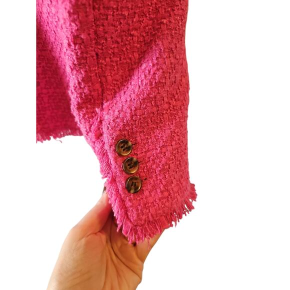 Ann Taylor pink tweed jacket blazer sz 2 bright pink - Picture 5 of 8